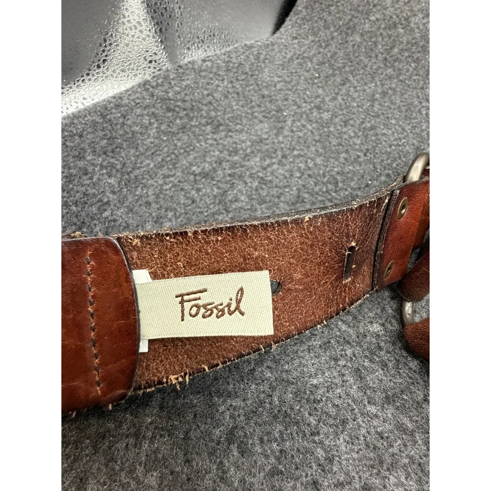 Fossil Leather Belt O-Ring Detail Small Brown Women